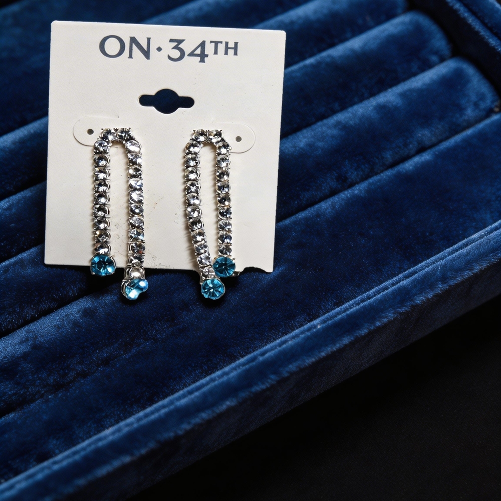 New ON 34th Silver and Blue Earrings